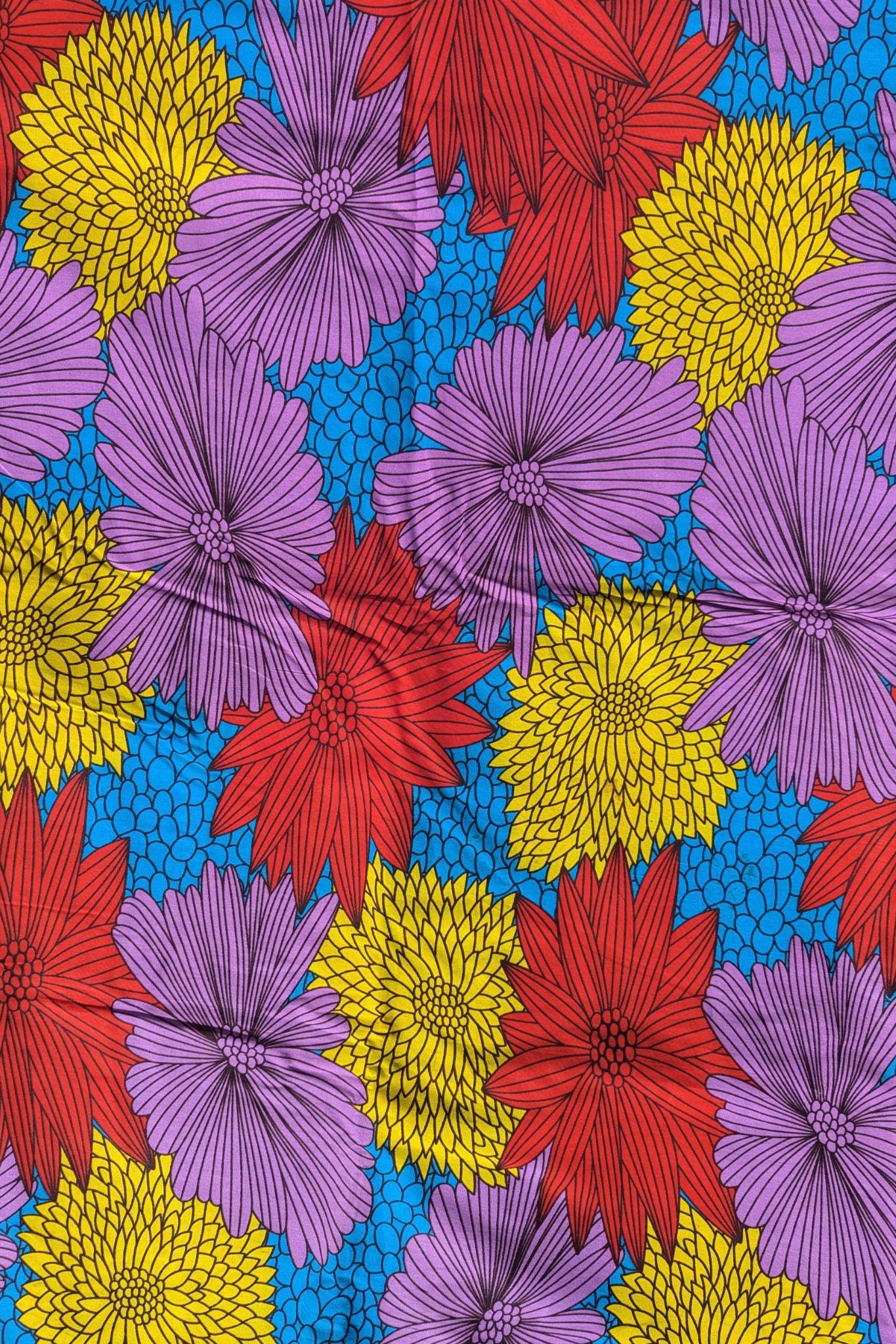 Flower Floral Fabric, African Fabric By The Yard, Colourful Fabric, African Wax Print, Dutch Wax, 100% Cotton, Ankara Wall Art, Crafting