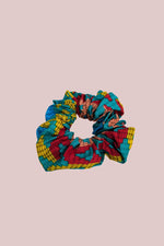 Blue Kente Scrunchie, African Hair Accessories, Hair Scrunchie, Colourful Ankara Hair Band, Pattern Hair Tie, Gift for Her, Eco, Recycled