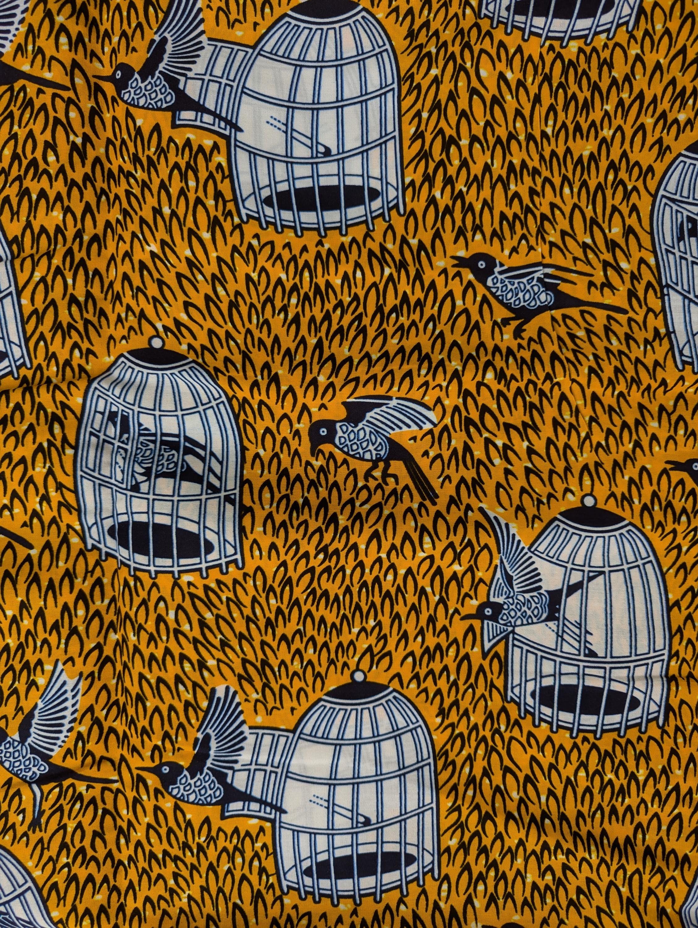 Orange African Fabric By The Yard, Flying Bird Print, 100% Cotton Ankara, Wax Print Textiles, Colourful Crafting, Sewing, Quilt & Upholstery