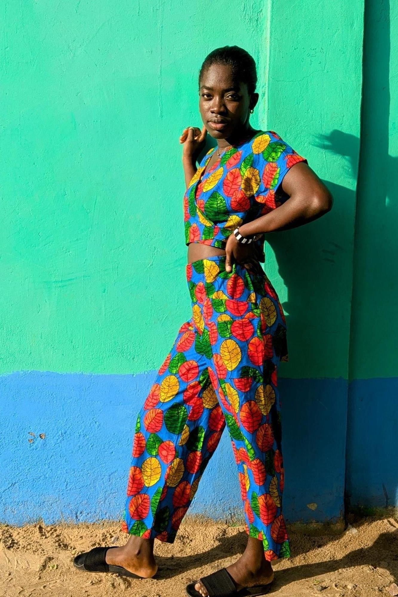Floral Palazzo Pants, Womens Wide Leg Trousers, Boho Cropped Culottes, Festival Outfit, African Print Cotton, Loose Pants, Ashanti Empress