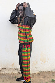Black African Trousers, Baggy Track Pants, Kente Festival Outfit, Hippie Cargo Pants, Rasta Clothing, Reggae Rave Tracksuit, Ashanti Empress