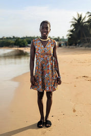 Floral Wrap Dress, Sleeveless African Dresses, Colourful Mid-Length Summer Dress, Ankara Print, Hippie Womens Clothing, Ashanti Empress